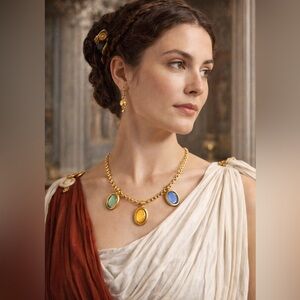 Tagliomonte MMA Roman replica glass necklace brushed 14k gold vermeil w tag